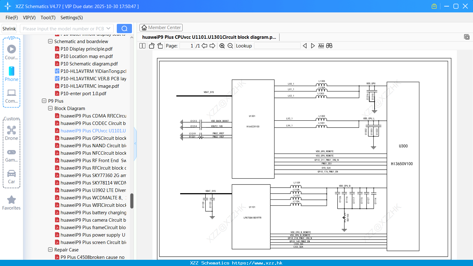 HuaweiP9 Plus CPUvcc U1101.U1301Circuit Block Diagram